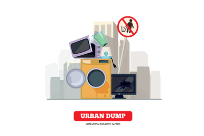 City dump. Appliance garbage from broken kitchen and household electro