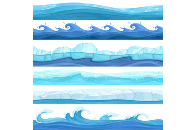 Water game seamless. Surface liquid ocean river waves bubbles underwat