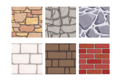 Wall game textures. Seamless rock earth stones ground wallpaper vector