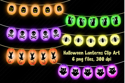 Halloween Glowing Lanterns Clip Art