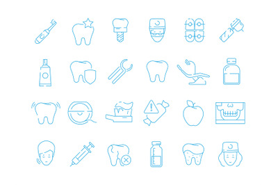 Stomatology icons. Dental teeth protection orthodontics mouth caries e