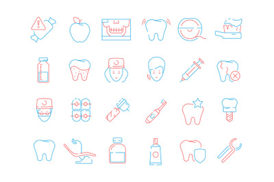 Tooth icon. Dental teeth stomatology health care thin line vector colo