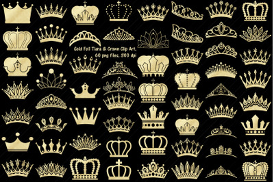 Gold Foil Tiara and Crown Clip Art