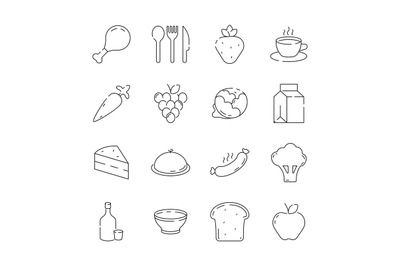 Food icon. Cuisine products menu and kitchen items vegetables fruits b