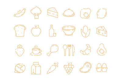 Food pictogram. Kitchen menu fresh products vegetables bread fish chic