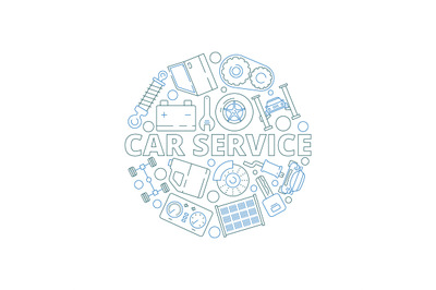 Car service background. Mechanical automobile parts in circle shape st