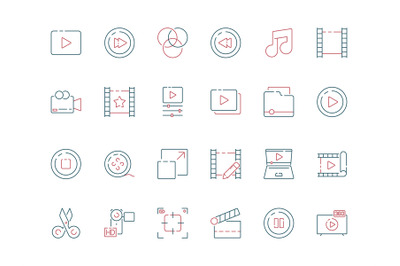 Film edit icon. Animation movie production effect cut clapper multimed