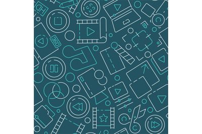 Movie pattern. Editing film production cinema symbols entertainment in