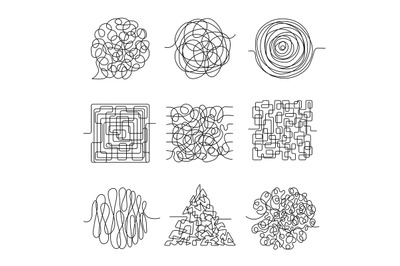 Chaos lines. Scribble messy shape threading pattern vector abstract fo