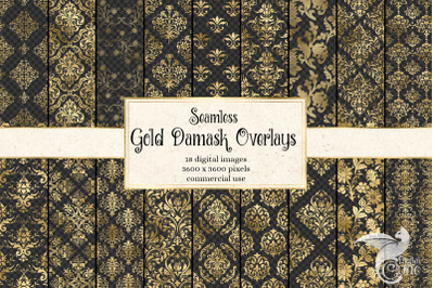 Gold Damask Pattern Overlays