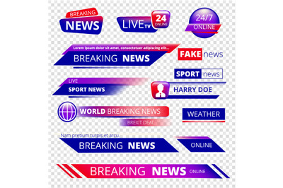 Breaking news. Television channel broadcasting service graphic headpie