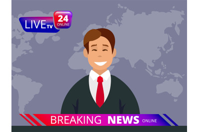 Television news. Breaking reporter tv and broadcast headline news anch