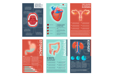 Medical infographic pages. Health digestive systems healthcare human b