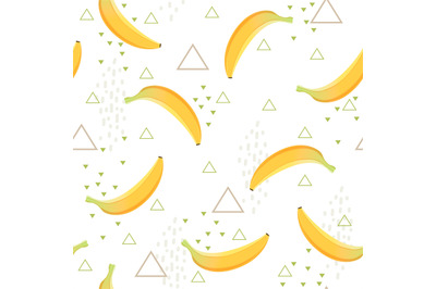 Banana pattern. Healthy dessert fruit eating food vector seamless back