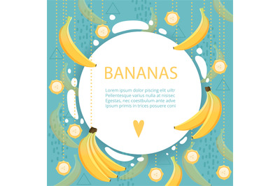 Banana background. Placard with healthy fruit food calcium cartoon vec