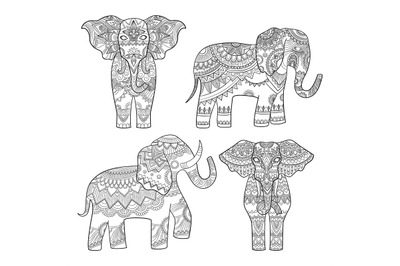 Elephant decorative pattern. Indian motif tribal royal design for adul