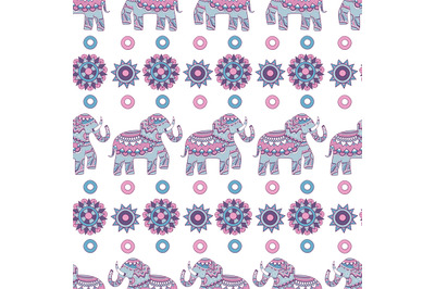 Indian elephant seamless pattern. Animal decorated illustrations india