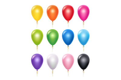 Colored balloon. Birthday party decoration vector 3d realistic balloon