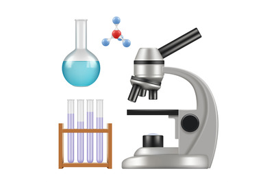 Science equipment. Microscope scientific chemical laboratory items gla