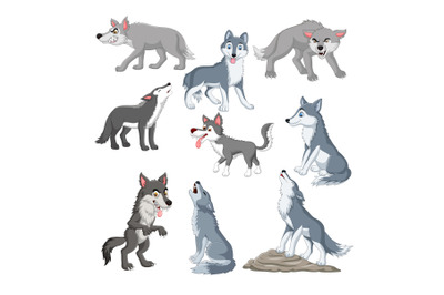 Cartoon wolves collection