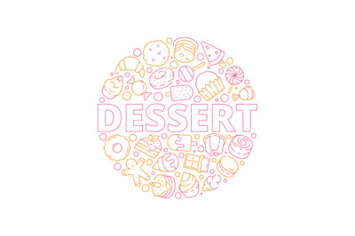 Dessert background. Baking delicious food in circle shape cakes sweets