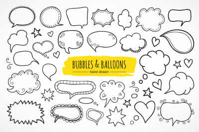 Bubbles and balloons. Hand drawn.
