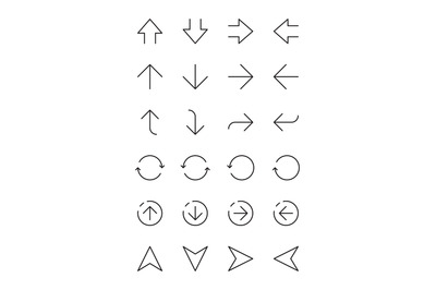 Simple arrows. Ui interface navigation thin line arrows left right up