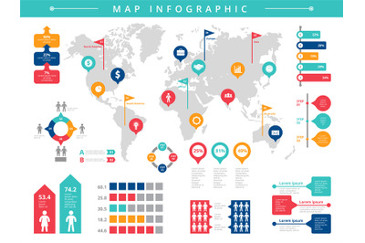 World infographic. Business presentation people population vector info