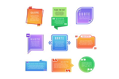 Quote boxes. Paragraph marks comments shapes vector design template se