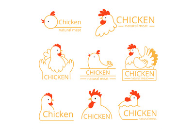 Pollo logo. Design template of identity pictures with farm birds chick