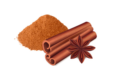 Cinnamon food. Spice sticks and leaf cooking collection aromatic cinna