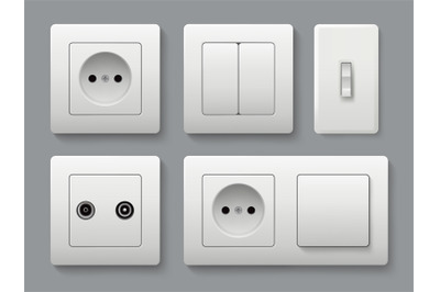 Electric socket switches. House shifting electrical switches vector re