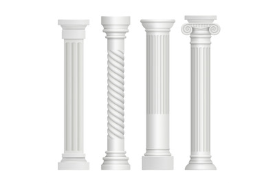 Antique column. Historical greek pillars ancient building architecture