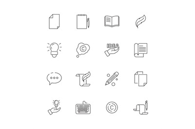 Copywriting icon. Writing creative articles book pen symbols blogging