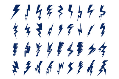 Electrical symbols. Thunder flashes storming bolt electric flash vecto