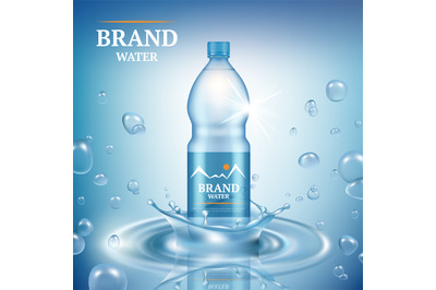 Aqua advertizing. Natural mineral liquid water drops commercial poster