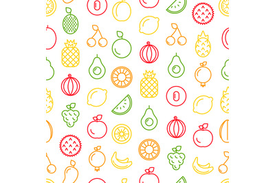 Vector line fruits icons pattern or background illustration