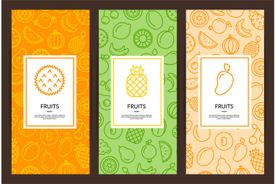 Vector line fruits icons flyer templates illustration