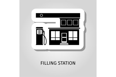 Filling station black building sticker