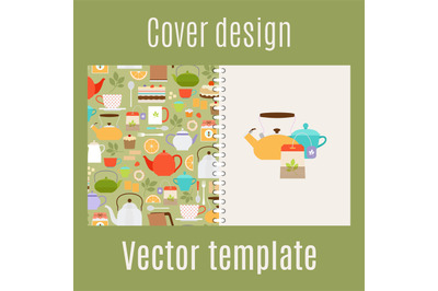 Cover design with teapots pattern