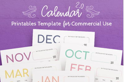 2022-2024 Clean &amp; Simple Calendar InDesign Template for Commercial Use