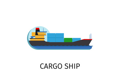 Cargo ship in flat style