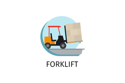 Forklift transport in flat style