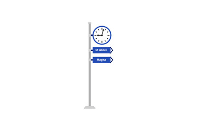 Road direction sign with clock