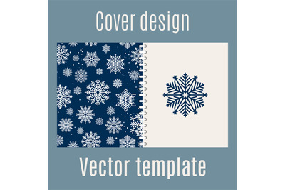 Cover design with blue snowflakes pattern