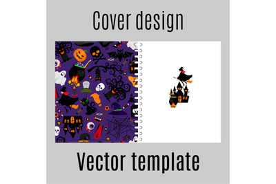 Cover design with halloween icons pattern