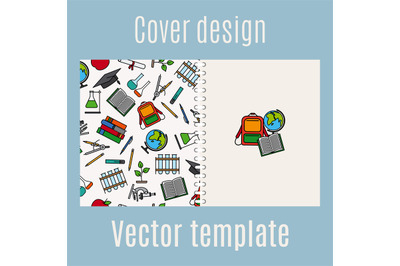 School supply elements pattern cover design