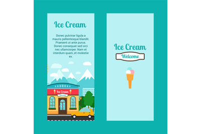 Ice cream flyers with shop building