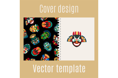 Cover design with tribal mask pattern