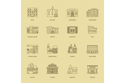 Outline town houses illustration